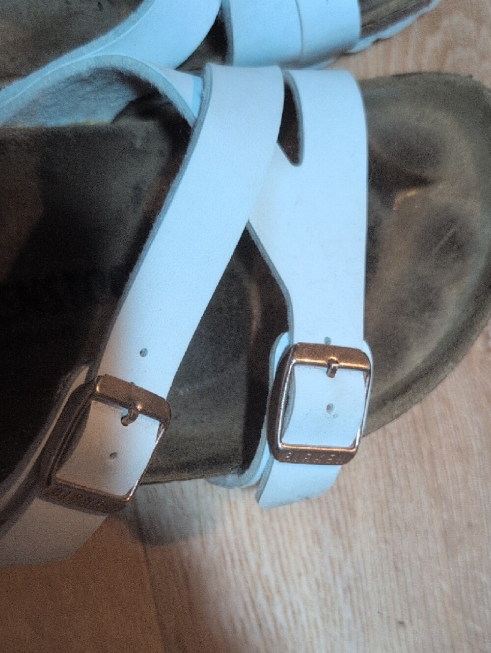 Berkinstock Women's White Double Buckle Slide Sandals - Picture 6 of 6